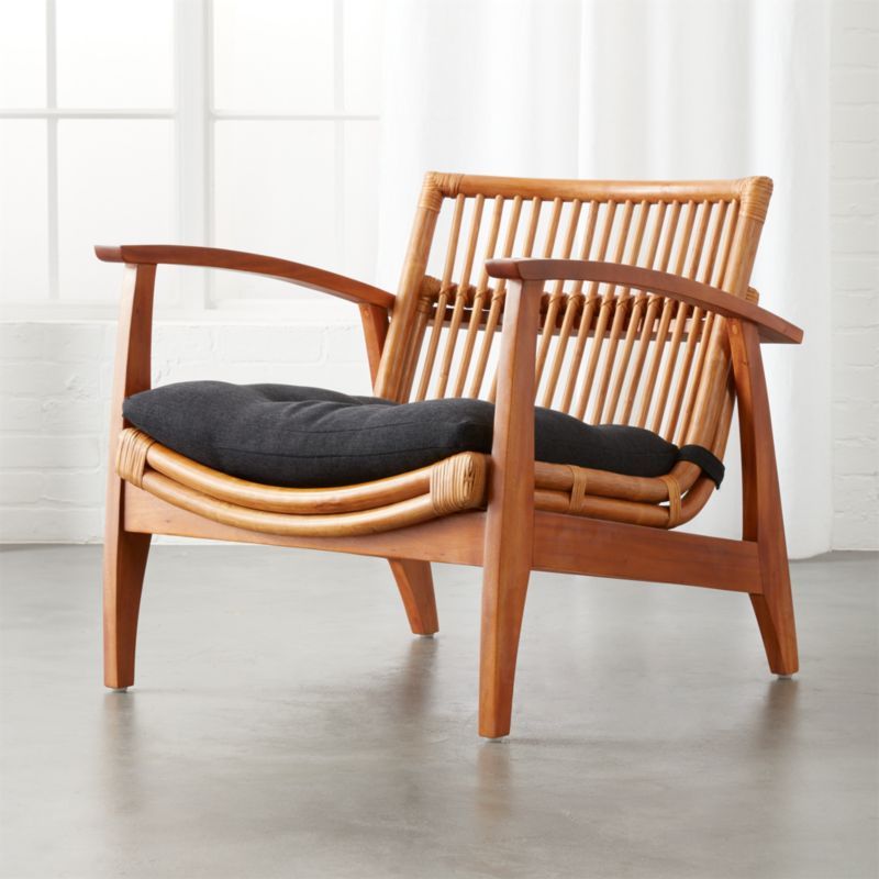 Noelie Rattan Lounge Chair with Cushion + Reviews | CB2 | CB2