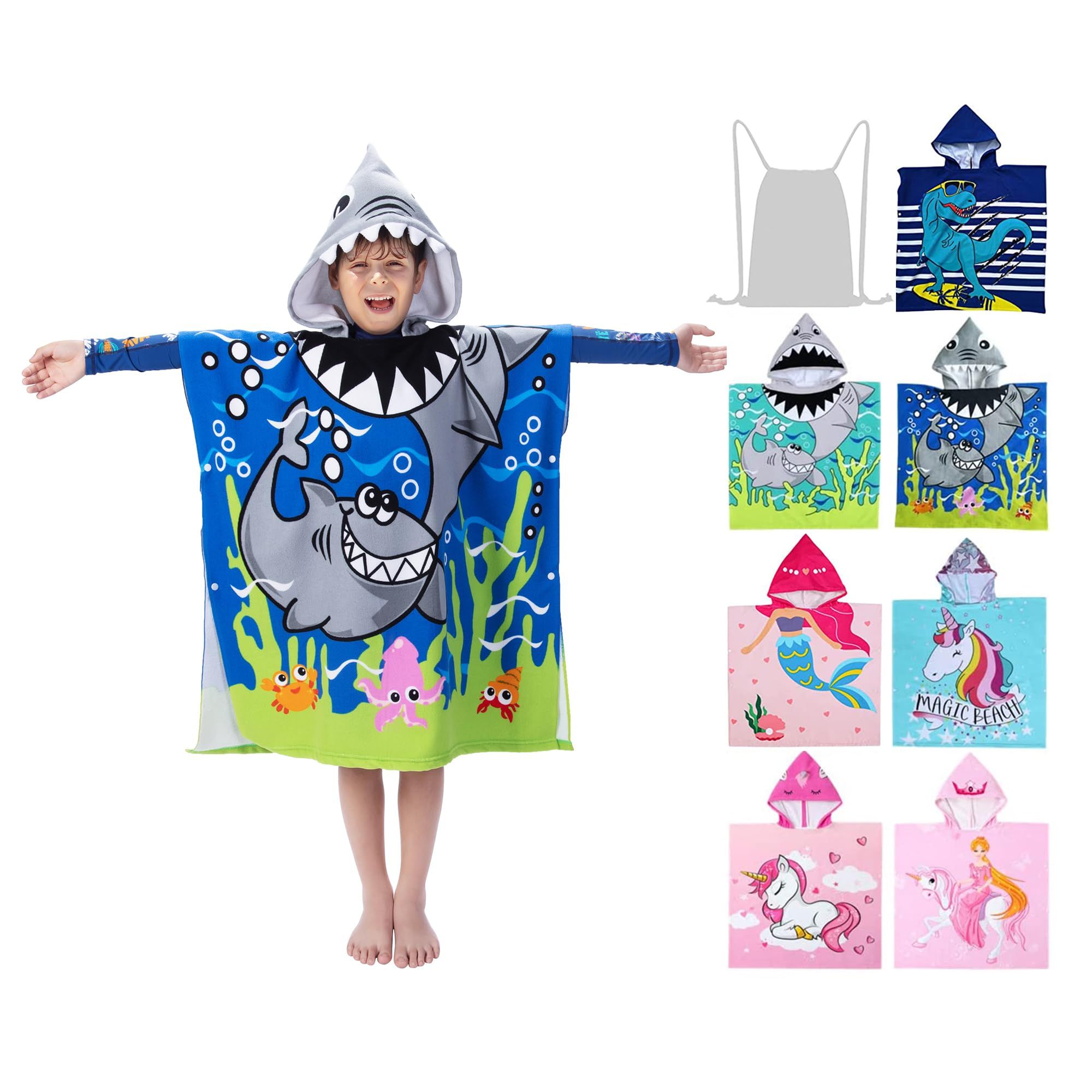 growell Hooded Kids Beach Towels - Toddler Bath Towel Girls Boys Swim Cover-ups for Ages 4 to 10 ... | Amazon (US)