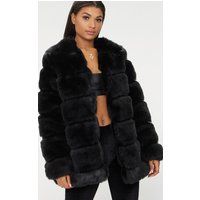 Black Faux Fur Bubble Coat | PrettyLittleThing IE