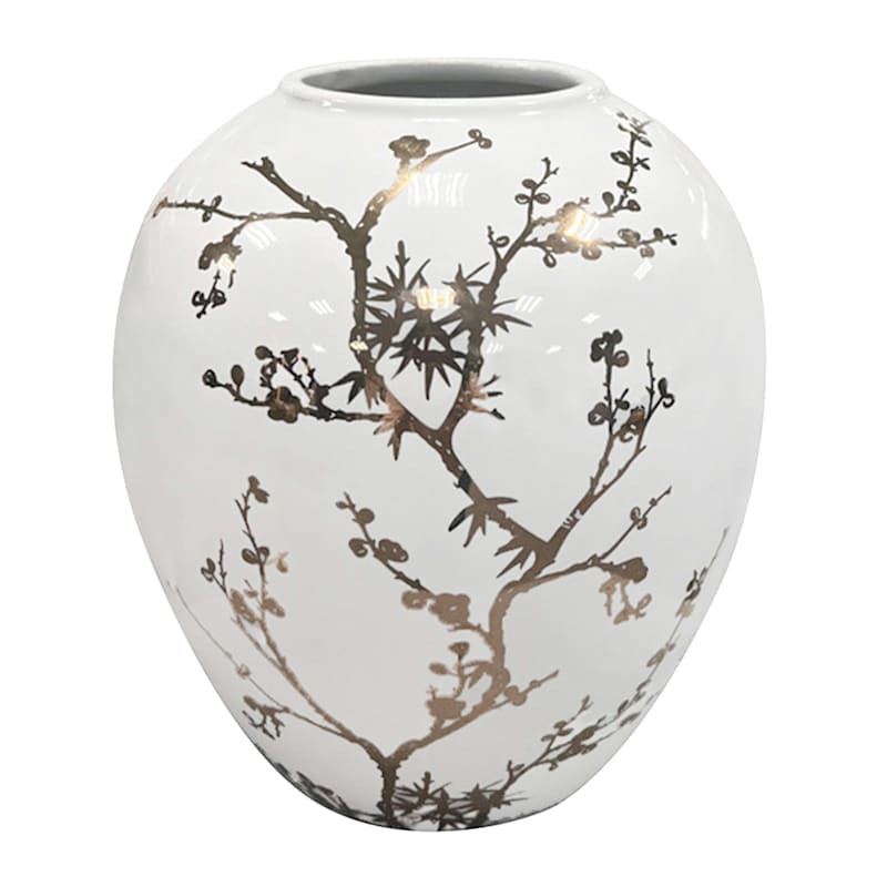 Gold Decal Ceramic Vase, 7" | At Home