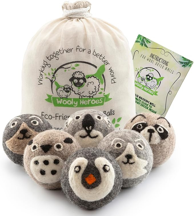 Wooly Heroes Dryer Balls - 100% Organic Wool - Sustainable & Eco-Friendly - Dry 1,000 Loads | Amazon (US)