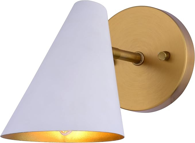 VAXCEL Pryce 1 Light Bathroom Lighting Fixture, Matte White and Satin Gold Finish, Mid-Century Mo... | Amazon (US)
