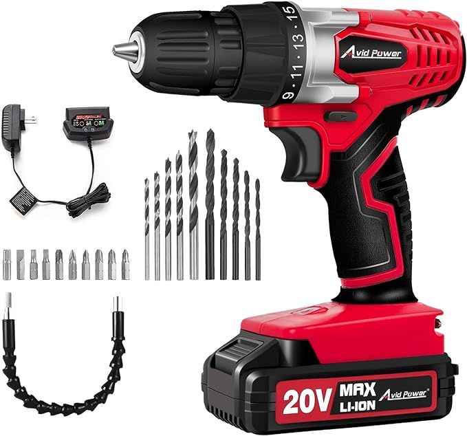 AVID POWER 20V MAX Lithium lon Cordless Drill Set, Power Drill Kit with Battery and Charger, 3/8-... | Amazon (US)