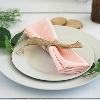 TABLECLOTHSFACTORY Pack of 5 Blush Premium 17" x 17" Washable Polyester Napkins Great for Wedding... | Amazon (US)