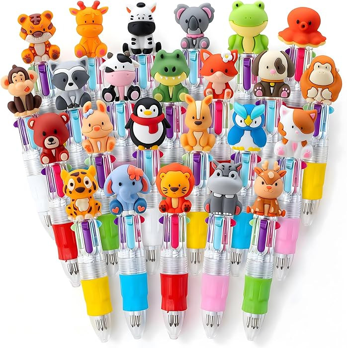 DMIGHT Mini Safari Animal Multicolor Pens in One 4-in-1 Cute Pens Bulk for Kids, Ballpoint Pen fo... | Amazon (US)