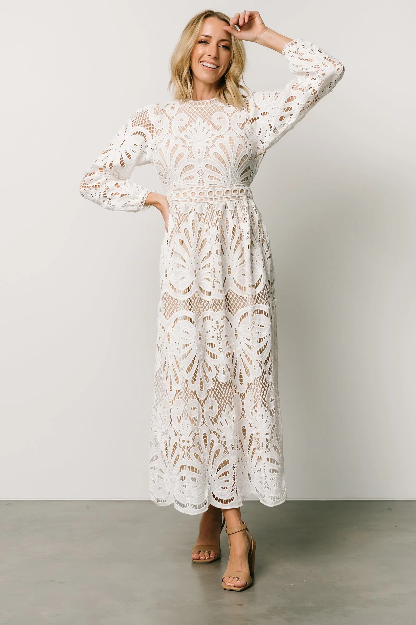 Eldora Lace Midi Dress | Off White | Baltic Born