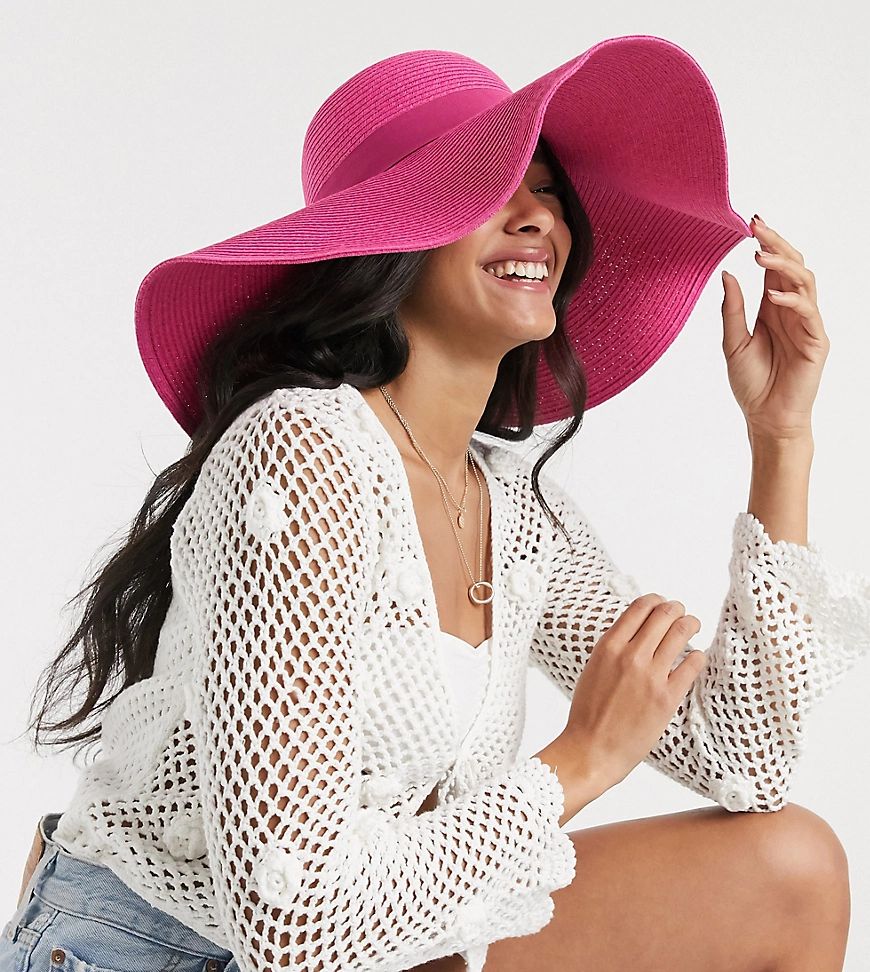 South Beach Exclusive oversized straw hat in bright pink | ASOS (Global)