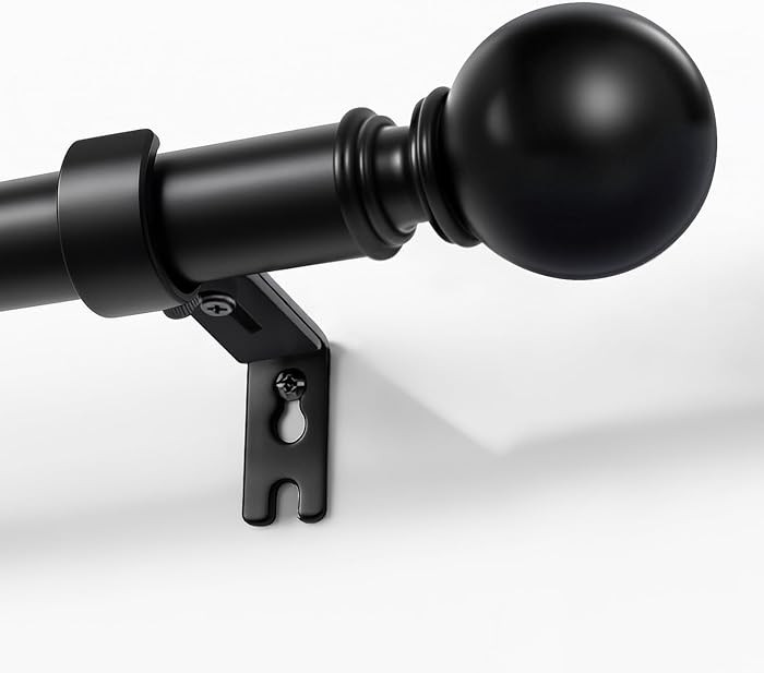 Joydeco Black Curtain Rods for Windows 32 to 120 inches, 1 inch Diameter Heavy Duty Adjustable Cu... | Amazon (US)