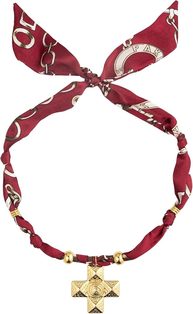 Cross Scarf Necklace for Women, Bandana Necklace with Chunky Cross and Paperclip Chain, Stainless... | Amazon (US)