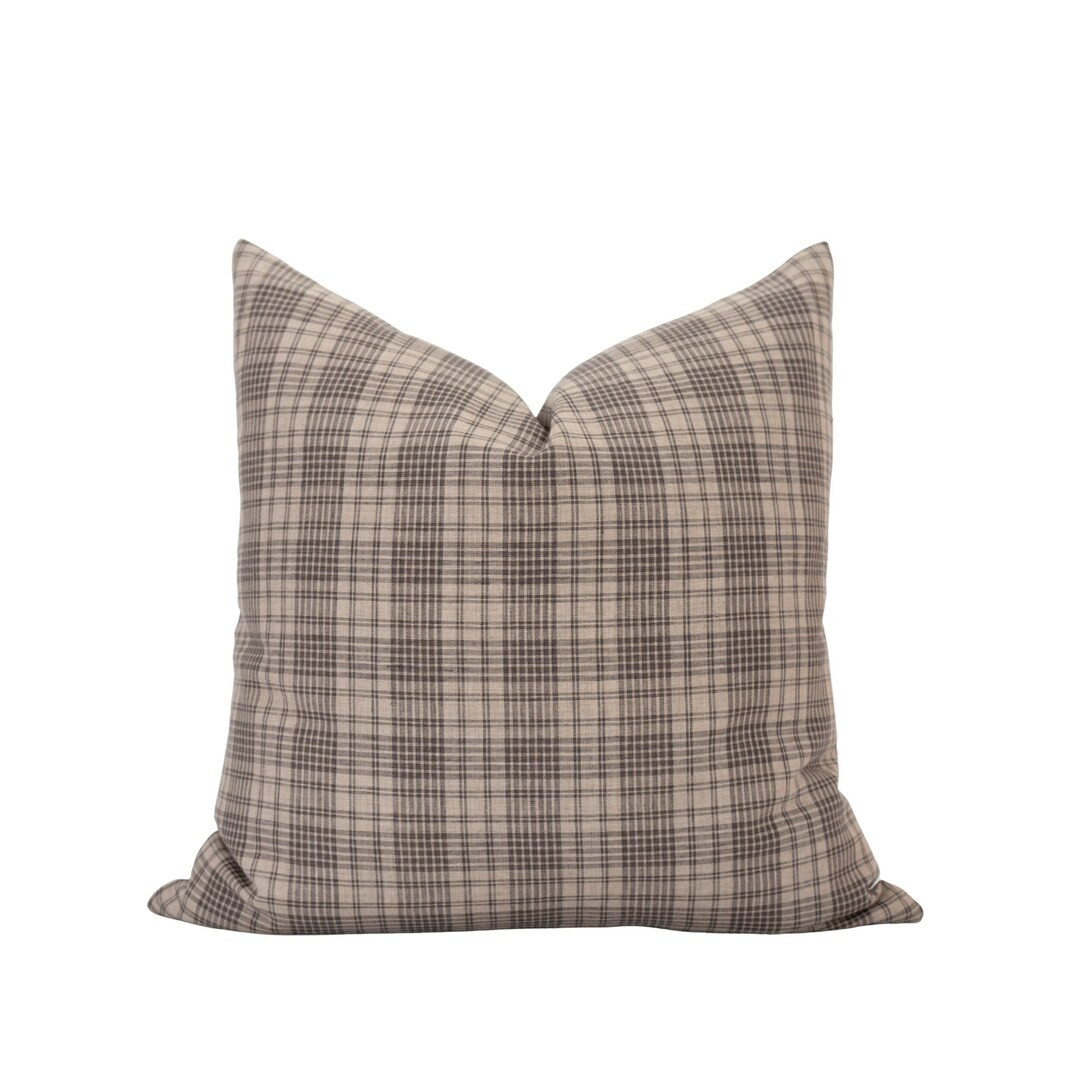 MADDOX Brown Plaid Pillow Cover Brown Checkered Pillow - Etsy | Etsy (US)