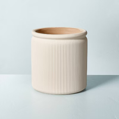 Ribbed Ceramic Sandalwood & Clay Jar Candle Taupe 14oz - Hearth & Hand™ with Magnolia | Target