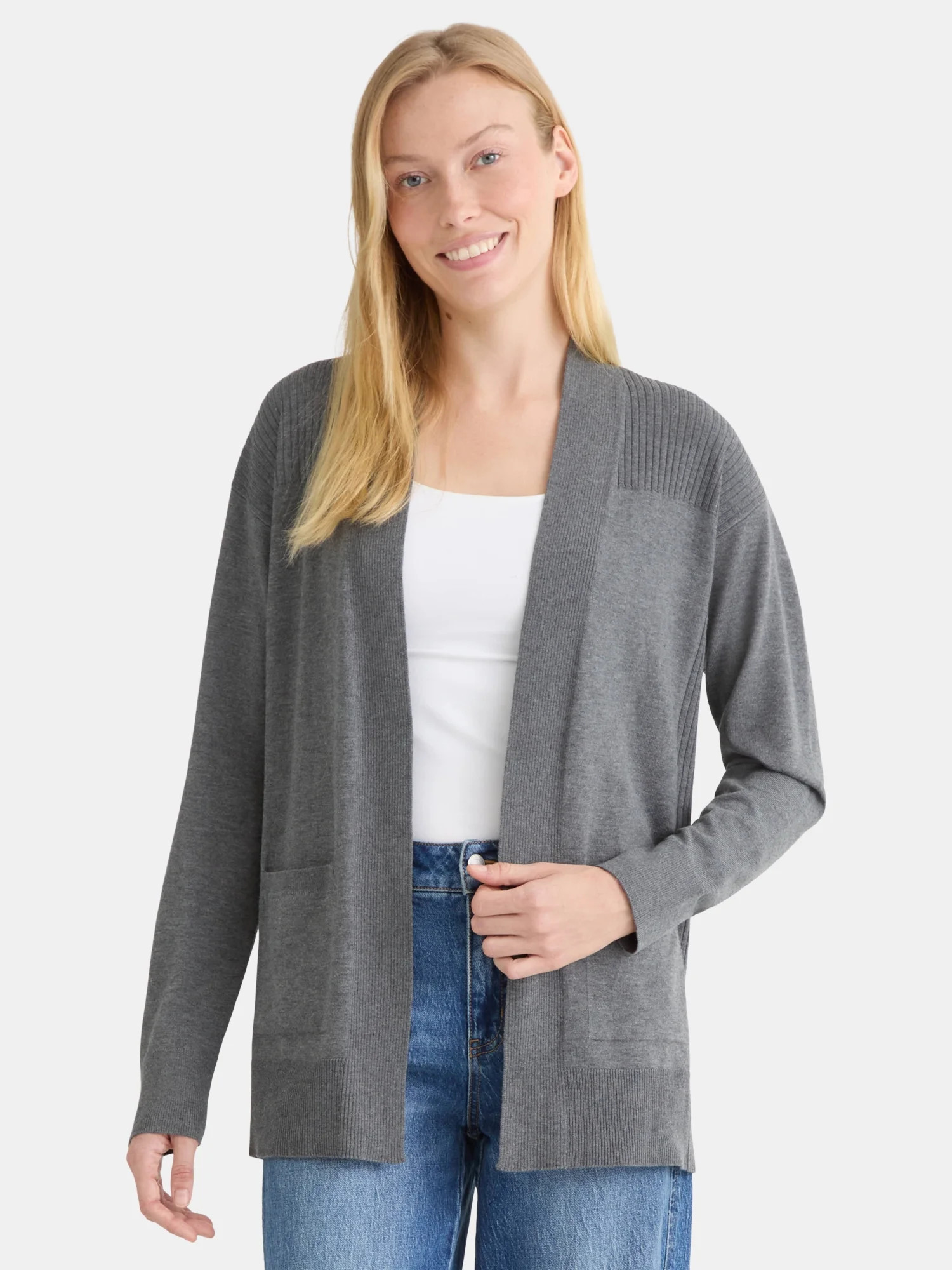 Time and Tru Women's Open Front Cardigan Sweater, Lightweight, Sizes XS-XXXL | Walmart (US)