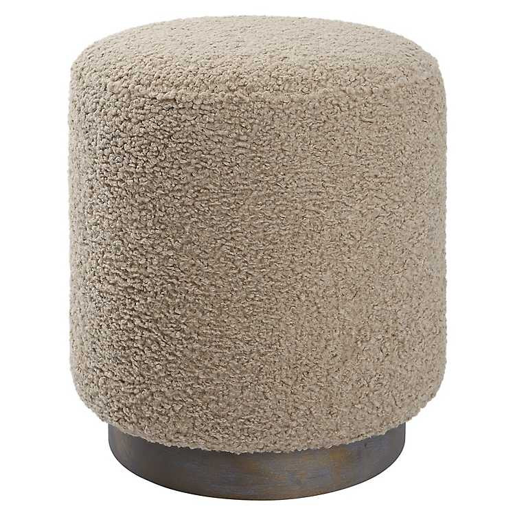 Round Oatmeal Boucle Ottoman | Kirkland's Home