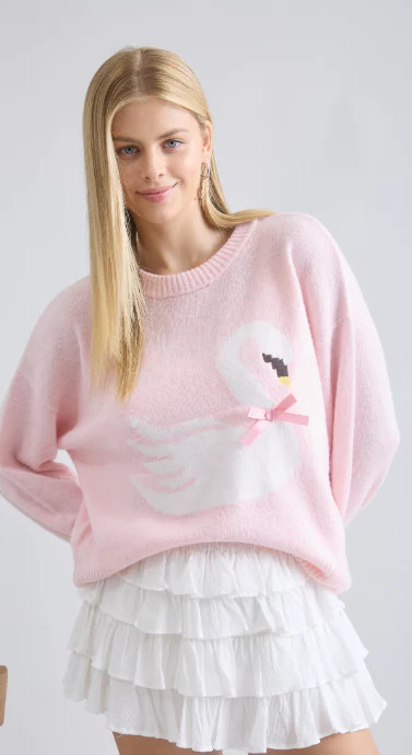 Bow-Kissed Swan Sweater | The Collection Texas