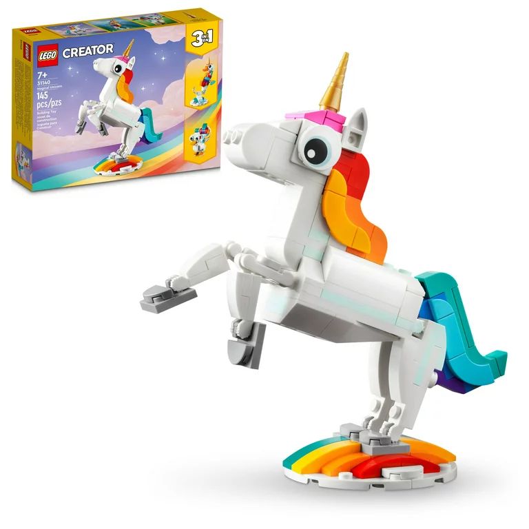 LEGO Creator 3 in 1 Magical Unicorn Toy, Transforms from Unicorn to Seahorse to Peacock, Rainbow ... | Walmart (US)