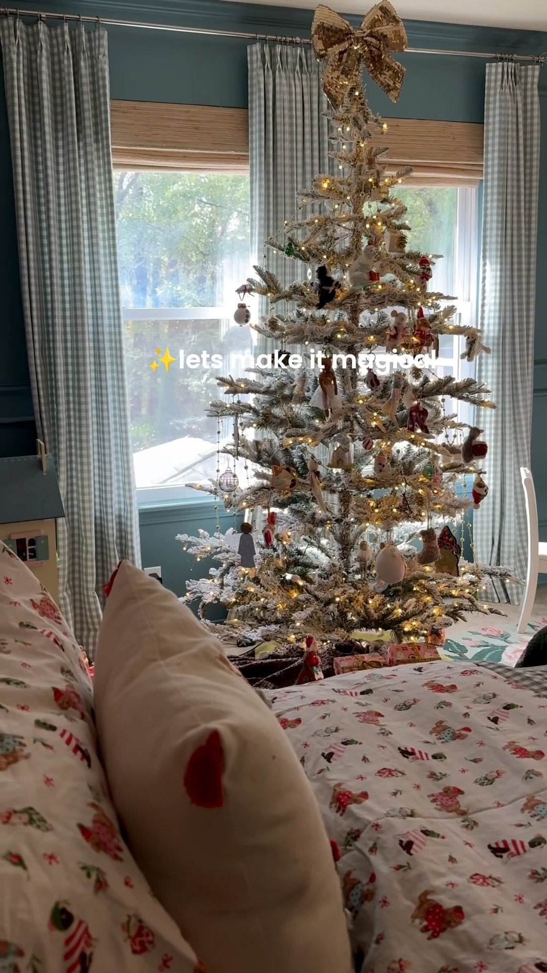 Creating extra magic at Christmastime for my youngest daughter. I love how cozy and magical it feels. Linking everything I can… flocked Christmas tree, layered bedding, duvet cover, felt gingerbread garland, Christmas throw blanket, floral rug, curtains, girls Christmas bedroom decor and inspo. 

#LTKKids #LTKHome #LTKHoliday