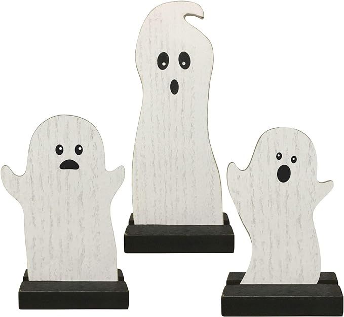 CWI Gifts Wooden Ghost Shelf Sitters 3/Set, Multi, 3 Count | Amazon (US)