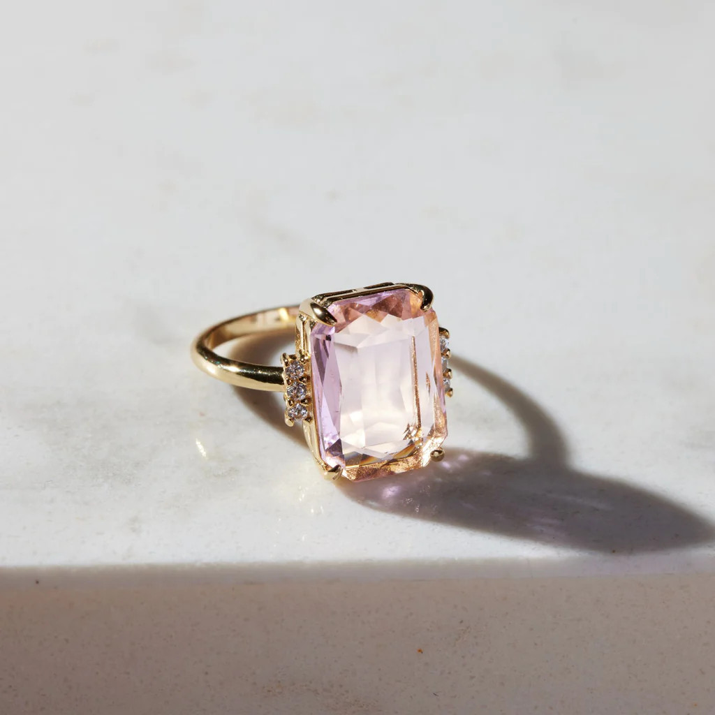 Pink Marie Statement Ring | Nickel and Suede