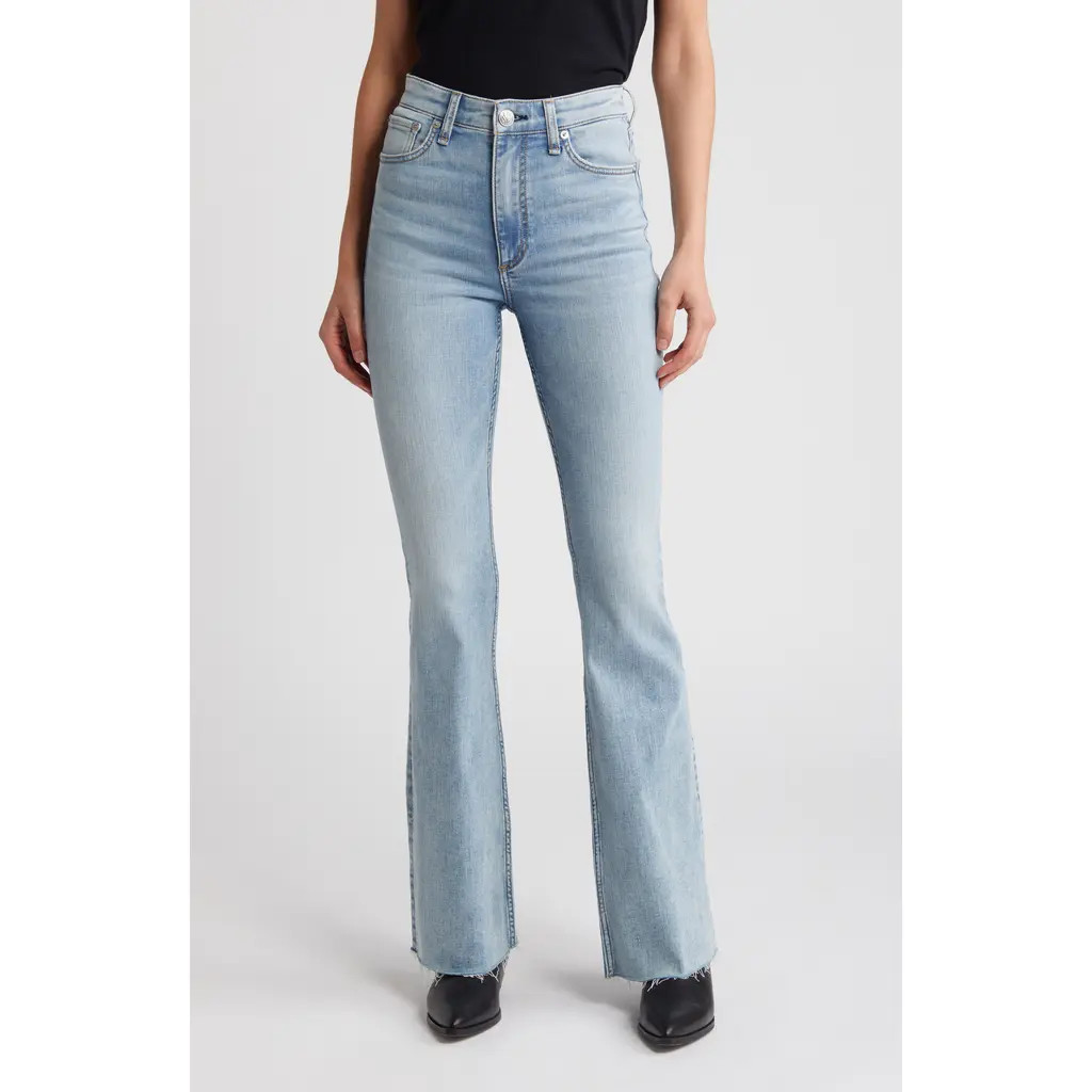 rag & bone Casey Raw Hem High Waist Flare Jeans in Lola at Nordstrom, Size 24 | Nordstrom