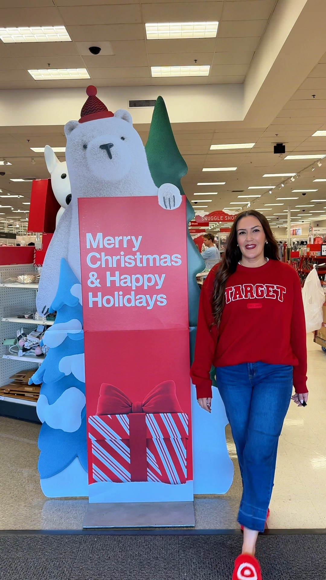If you’re as obsessed with Target as I am, ruuun!!! The sweatshirts are sold out online so I can’t link but your local store may have a couple left! I’m wearing a Large here (only one avail). I love an oversized cozy crewneck so had to have her! Sooo soft on the inside 🥰

Slippers going quick too - they’re also so soft & only $10! I’m a size 8, M/L fits perfectly

#LTKSeasonal #LTKHoliday #LTKFindsUnder50