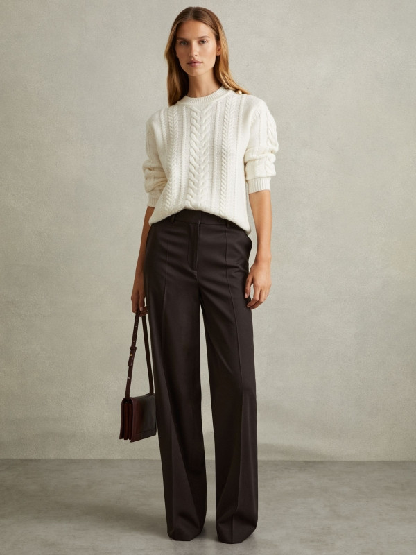 Evelyn
                Wool Blend Wide Leg Suit Trousers | Reiss UK