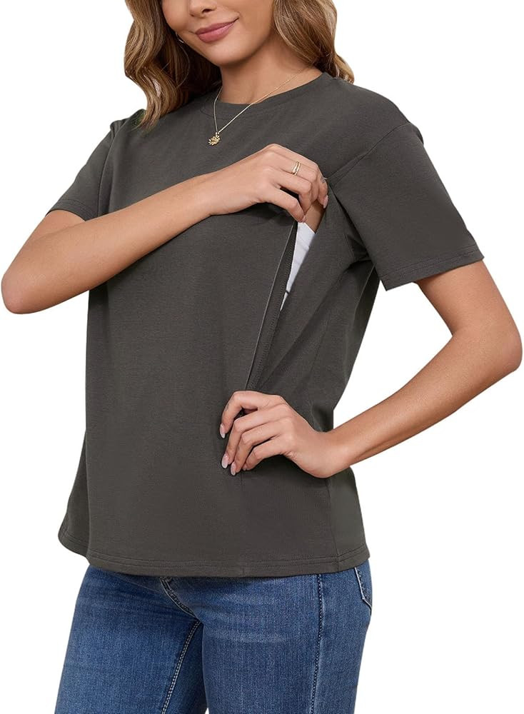 Ecavus Women's Nursing Shirts for Breastfeeding with Hidden Zipper Soft Breastfeeding Tops for Wo... | Amazon (US)