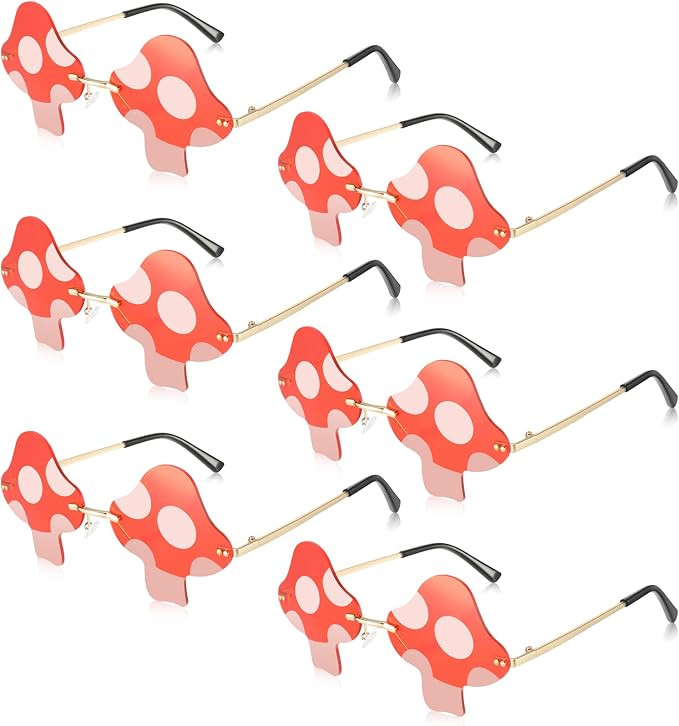 Geelin 6 Pairs Mushroom Shape Sunglasses for Women Irregular Rimless Frameless Glasses Retro Rave... | Amazon (US)