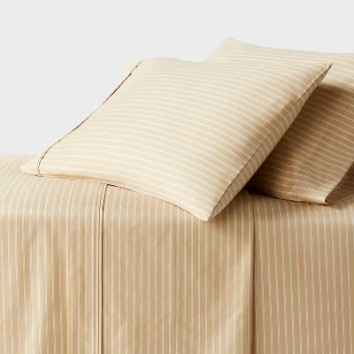Full 400 Thread Count Performance Sheet Set Yellow Stripe - Threshold™ | Target