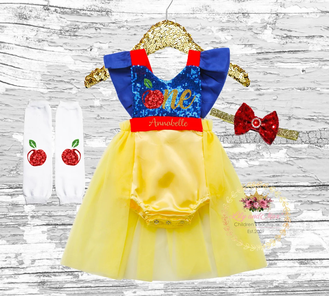 Snow White Birthday Romper Outfit, Snow White Girls Outfit,snow White Outfit,1st Birthday Girls O... | Etsy (US)