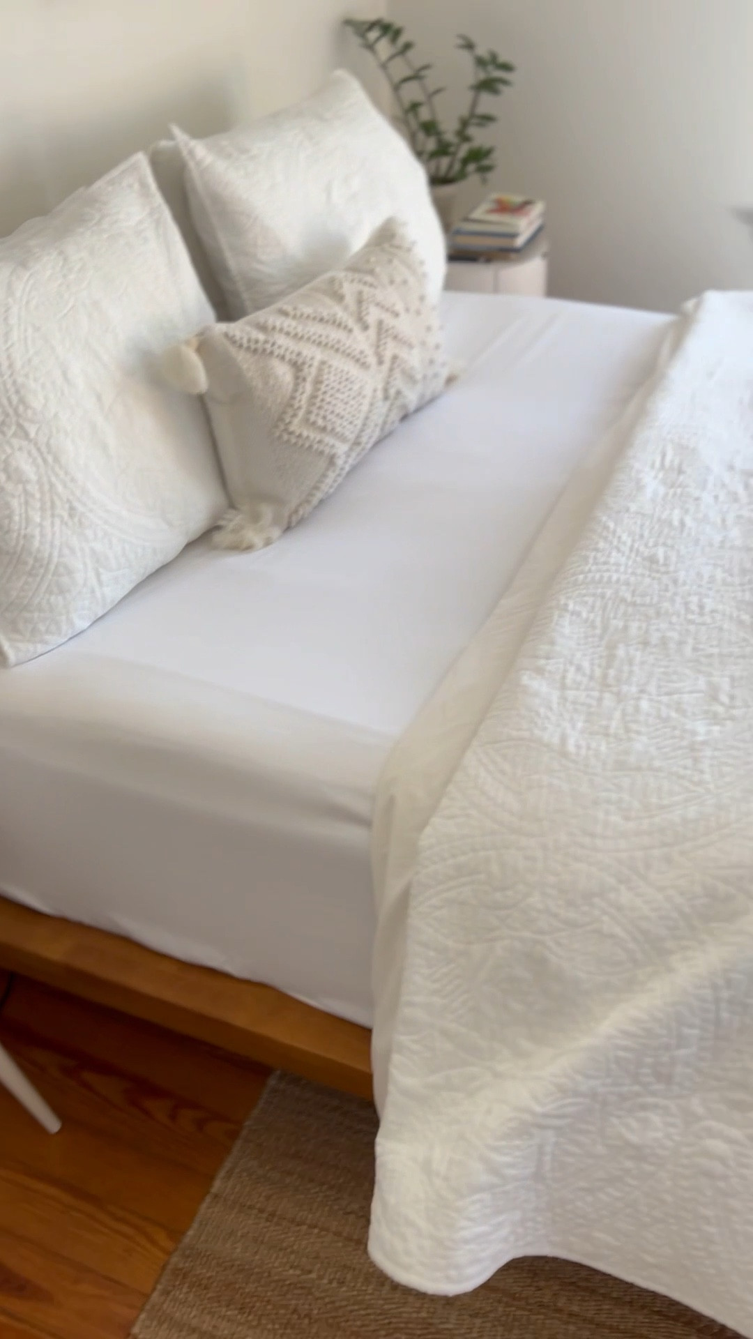 I love our bedroom with warm neutrals and lots of textures (and plants!). Blinds from Home Depot (DIY install); sheets are so glorious. Love our lightweight quilt, modern end tables, and natural jute rug  

#LTKhome #LTKFind #LTKstyletip