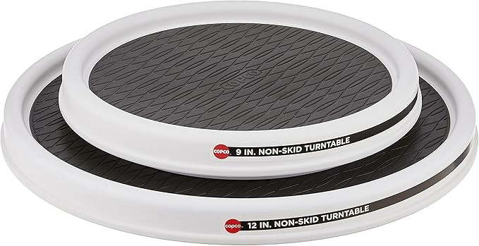 Copco 5220593 Non-Skid Pantry Cabinet Lazy Susan Turntable, 9-Inch and 12-Inch, White/Gray, 2-Pac... | Amazon (US)
