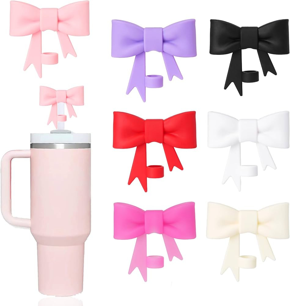 7 pcs Lovely Bow Straw Covers Cap Toppers Compatible with Stanley 40/30 oz Tumbler Cups,Reusable ... | Amazon (US)