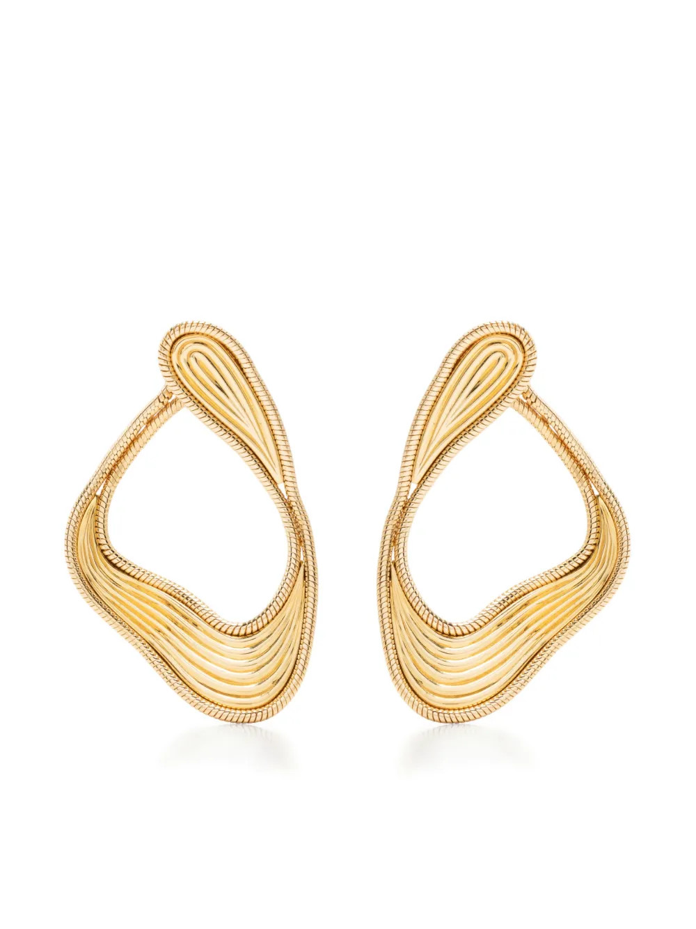 18kt yellow gold Stream Lines hoop earrings | Farfetch Global