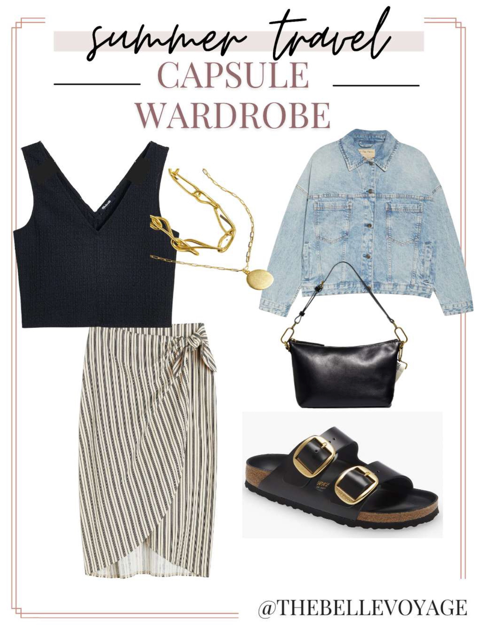 Summer vacation outfit | Travel outfit for summer | Summer packing list | What to wear on vacation 
Denim jacket
Wrap skirt
Cropped black top

#LTKSeasonal #LTKstyletip #LTKtravel