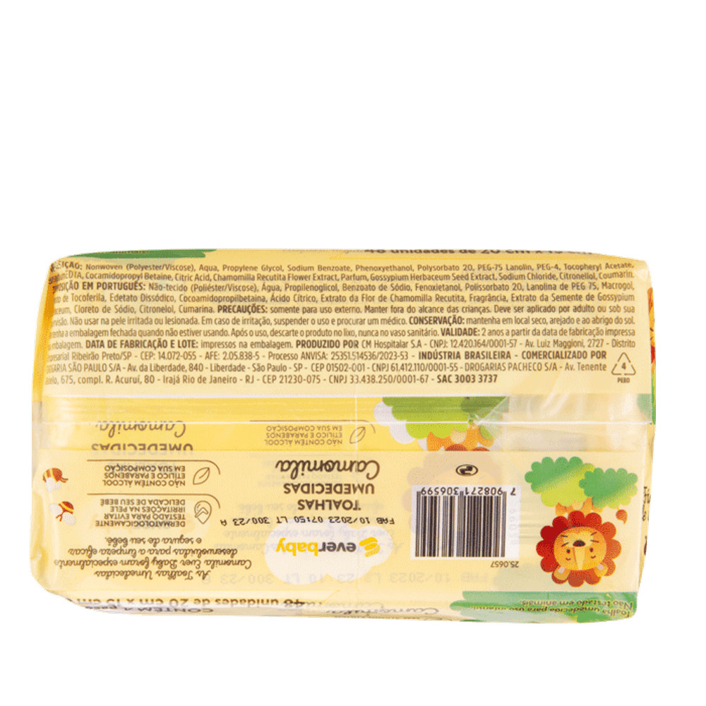 Kit Toalhas Umedecidas Ever Baby Camomila 4 Pacotes com 48 Unidades Cada | Drogaria Sao Paulo (BR)