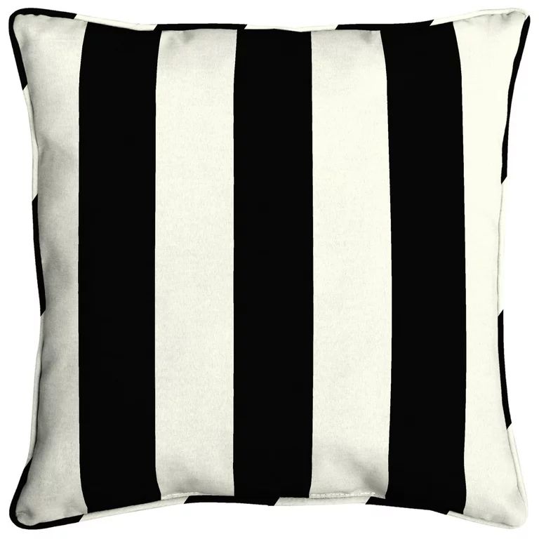 Better Homes & Gardens 20" x 20" Black Stripe Polyester Outdoor Throw Pillow (1 Piece) - Walmart.... | Walmart (US)