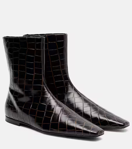Croc-effect leather ankle boots | Mytheresa (US/CA)