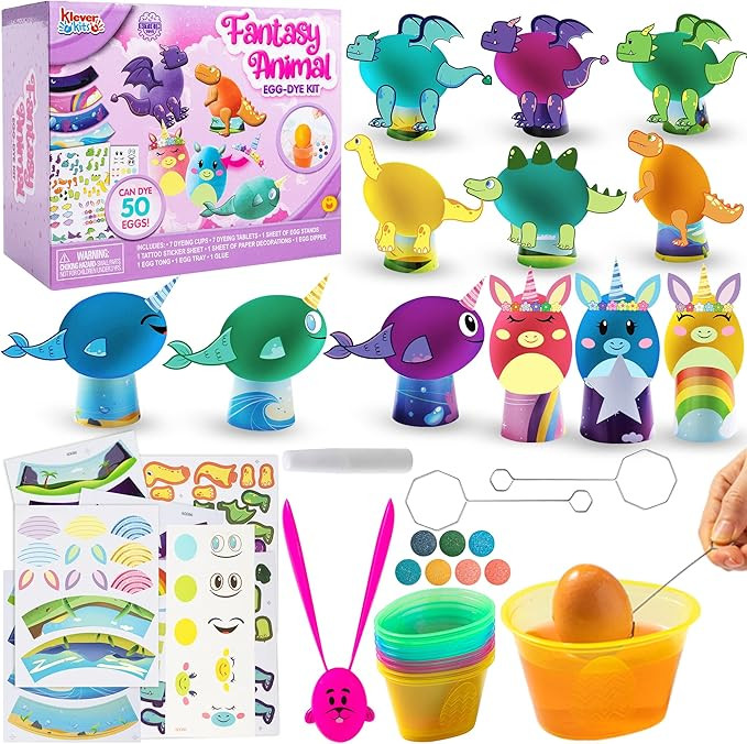 27 PCS Easter Animal Egg Dye Kit, Easter DIY Egg Decorating Kit with Mermaid, Dinosaur and Unicor... | Amazon (US)