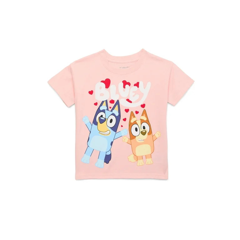 Bluey Toddler Valentine's Day Graphic Tee with Short Sleeves, Sizes 12M-5T | Walmart (US)