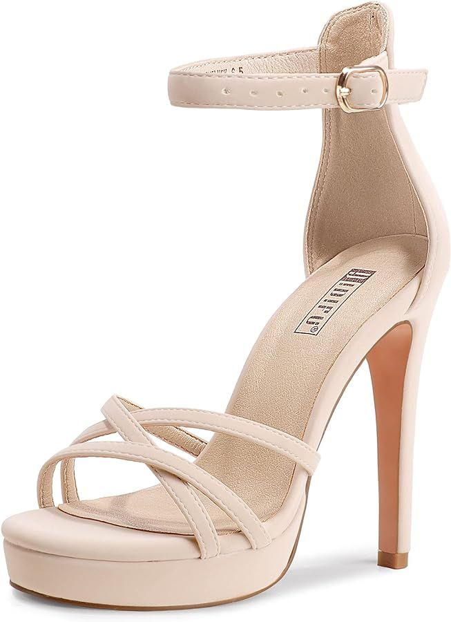 IDIFU Women's Stiletto High Heel Sandals Platform Open Toe Ankle Strap Dress Shoes for Women Brid... | Amazon (US)