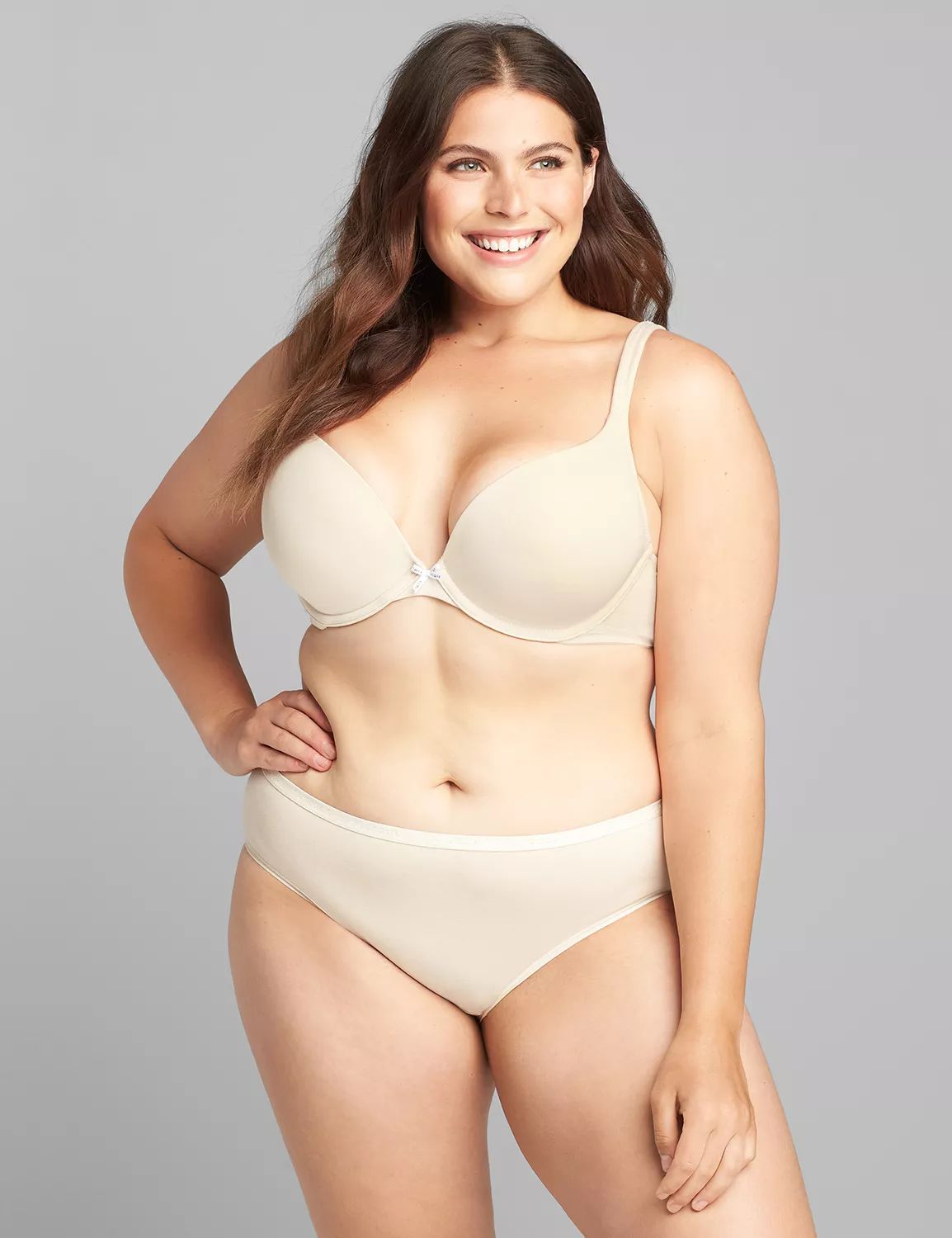 Lane Bryant Women's Cotton Boost Plunge Bra 34H Beige | Lane Bryant (US)