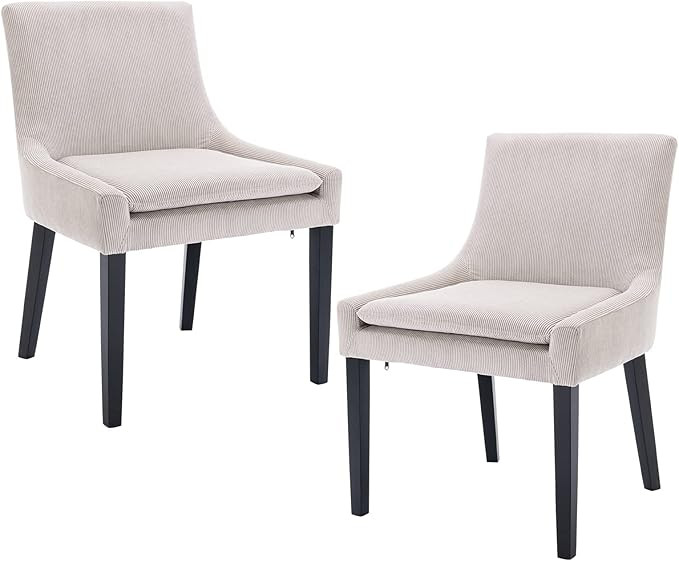 COLAMY Modern Dining Chairs Set of 2, Upholstered Corduroy Accent Side Leisure Chairs with Mid Ba... | Amazon (US)