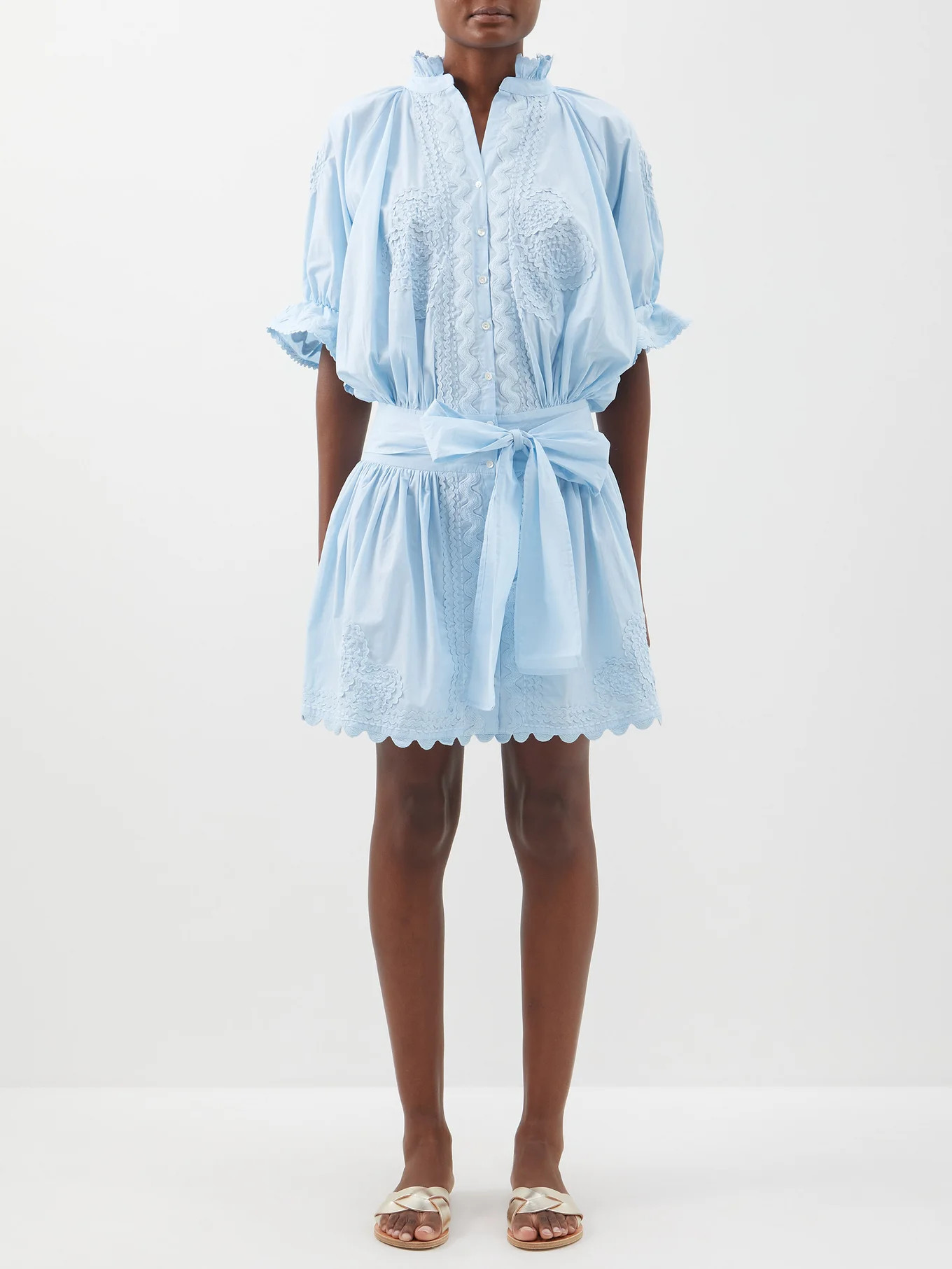 Ricrac-trim waist-tie cotton shirt dress | Matches (US)