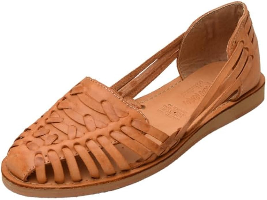 Macarena Collection Sandals women Huarache Sandal Colorful Leather Mexican Style Color Tan 124 | Amazon (US)