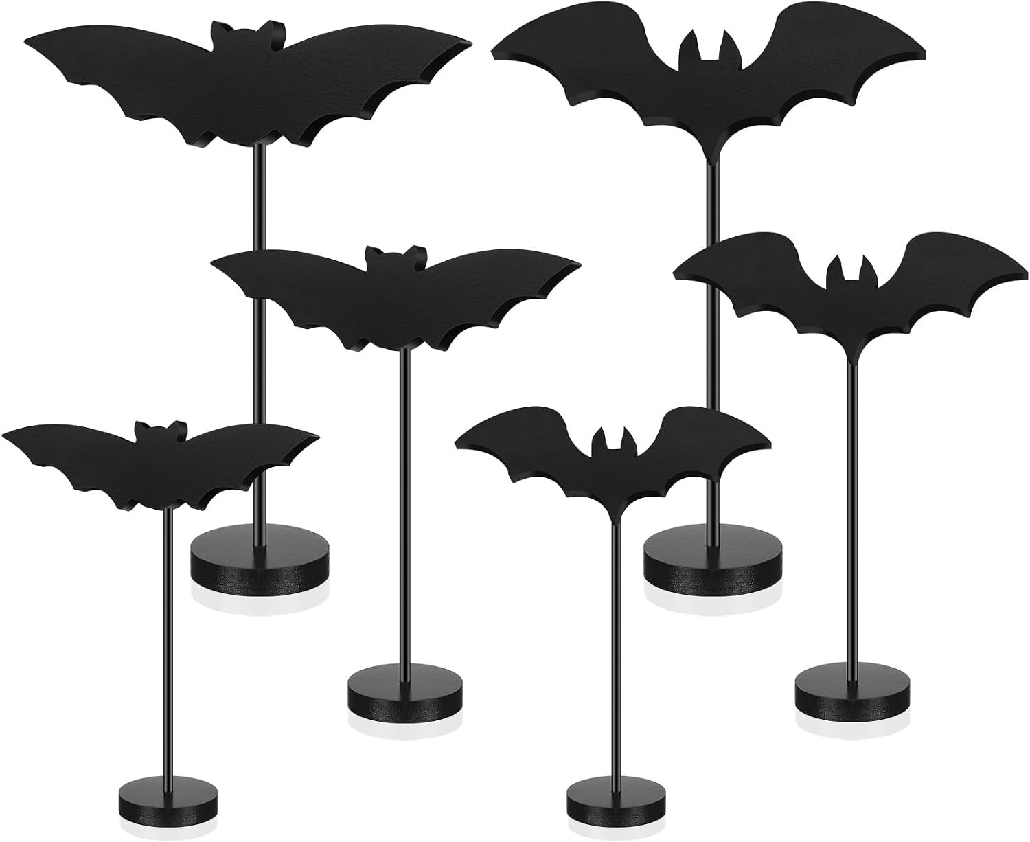 6 Pieces Halloween Table Decorations Tall Standing Bat Decor Wood Sign Block Wooden Bats Centerpieces Rustic Tabletop Home Table Topper Sign for Halloween Party Favor Home Room Decor | Amazon (US)