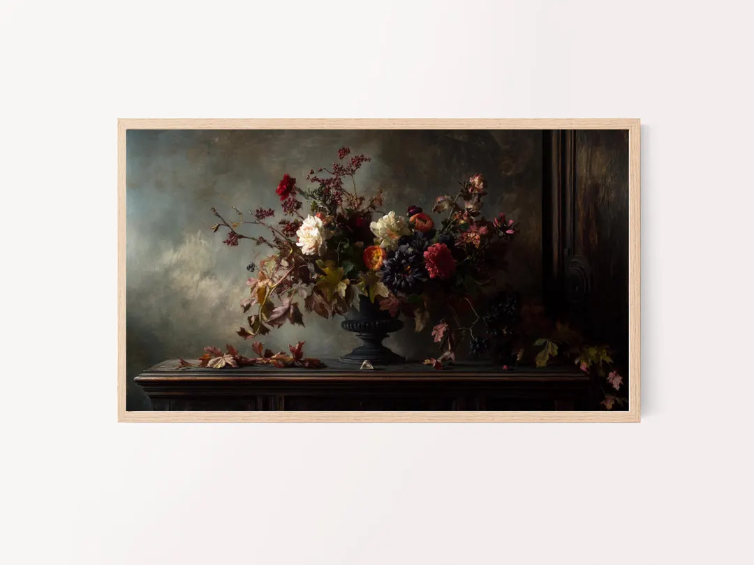 Fall Floral Moody Vintage Still Life Artwork, Dutch Masters Tv Art, Samsung Frame Tv Fall Autumn ... | Etsy (US)