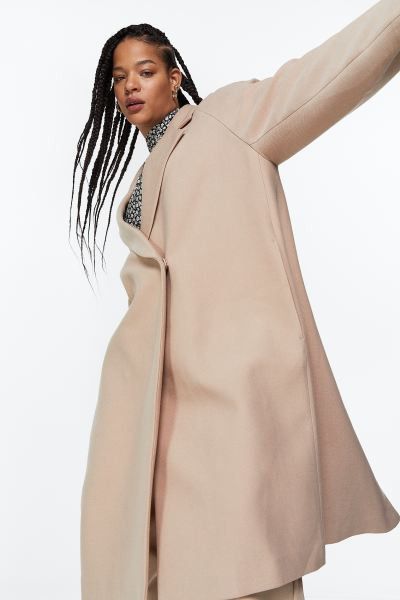 Double-breasted Coat | Beige Long Coat | Long Beige Coat | HM Outfit | Spring Outfits 2023 | H&M (US + CA)