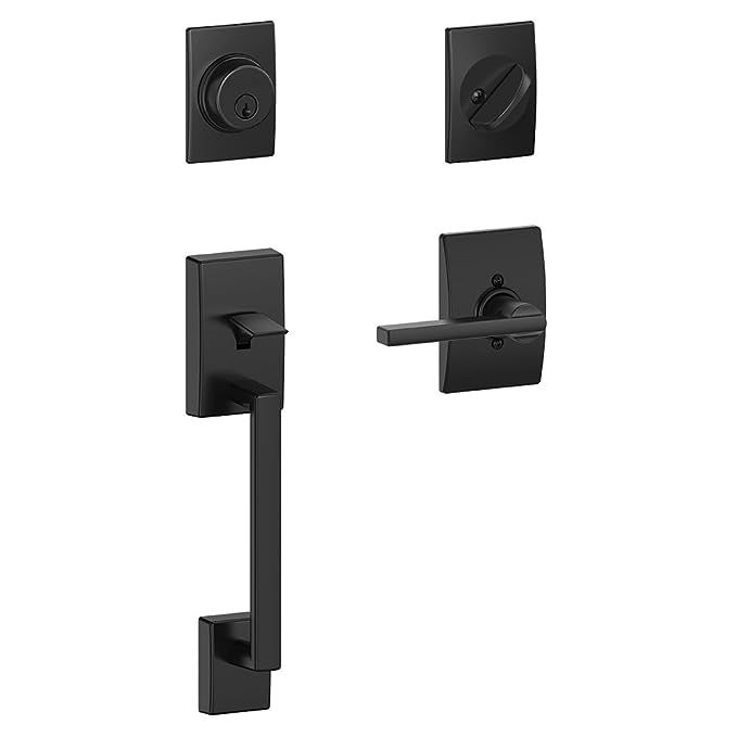 Schlage Lock Company Century Single Cylinder Handleset and Latitude Lever, Matte Black (F60 CEN 6... | Amazon (US)