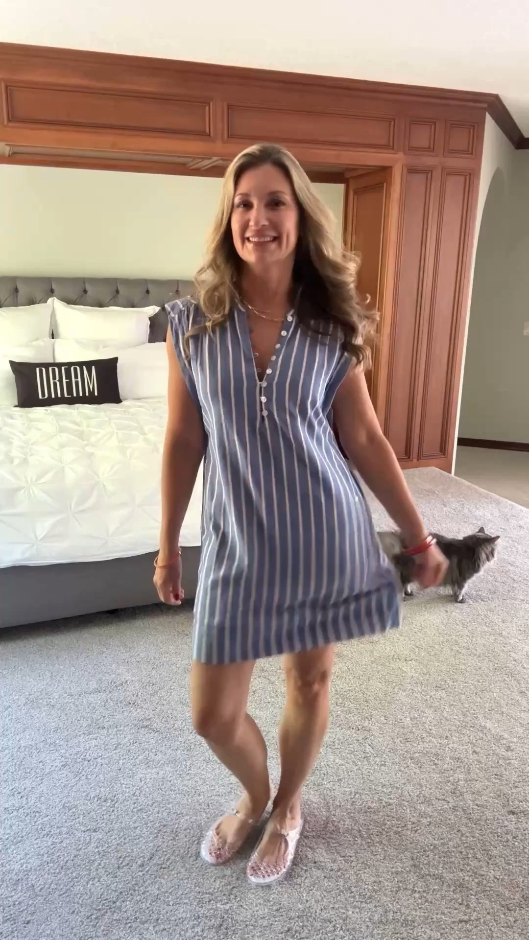 Loving this ❤️🤍💙 dress! Lightweight, playful, and easy to dress up or down. Perfect for warm weather! 100% cotton.

#LTKootd #LTKOver40