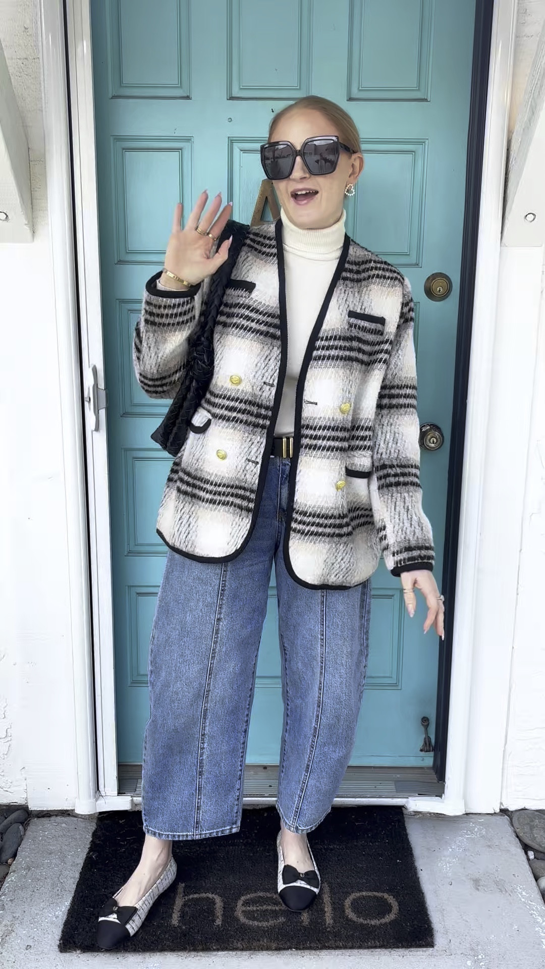 Outfit of the day inspo 🤎 plaid jacket, barrel jeans, lightweight turtleneck, heart earrings and bow ballet flats. 

Wearing size 10 in jeans, L in turtleneck and M in jacket at 150 lbs and 5’7” for reference. 

OOTD, outfit inspo, spring outfit, plaid jacket, barrel jeans, layering sweater, spring transition outfit, spring style, early spring style, affordable jackets, target spring new arrivals, target spring

#LTKFindsUnder100 #LTKStyleTip #LTKFindsUnder50